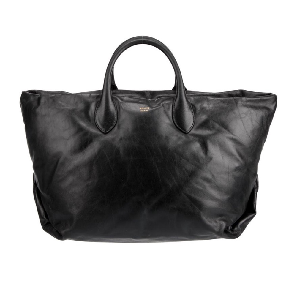 KHAITE Black Leather Tote Bag